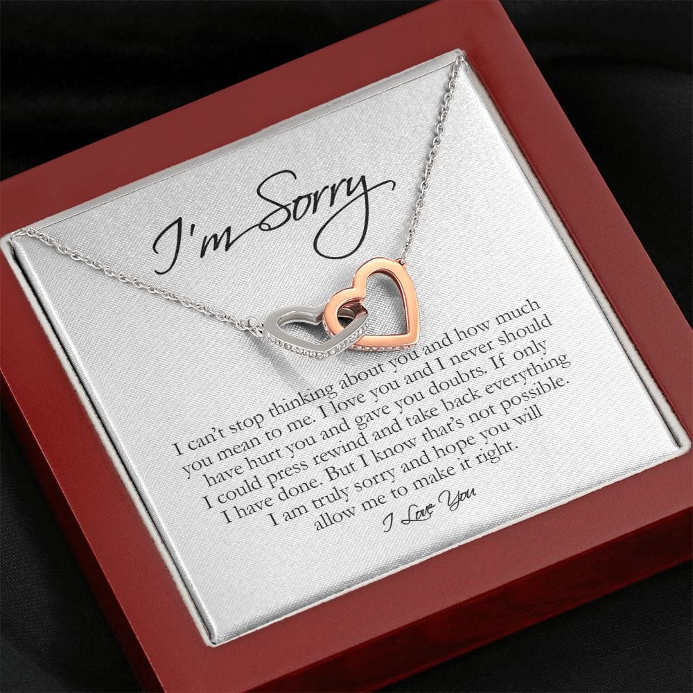 I'm Sorry Card, Interlocking Hearts Necklace