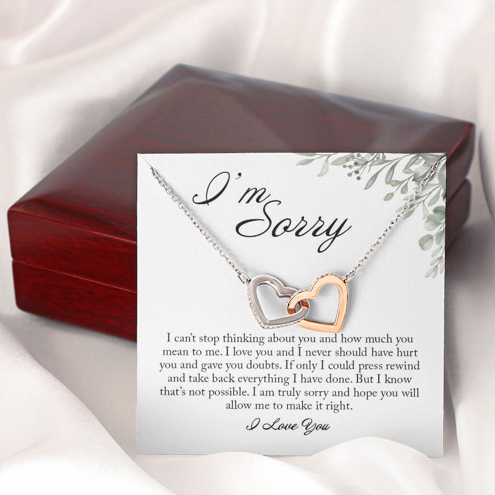 Sorry Gift for Her, Interlocking Hearts Necklace