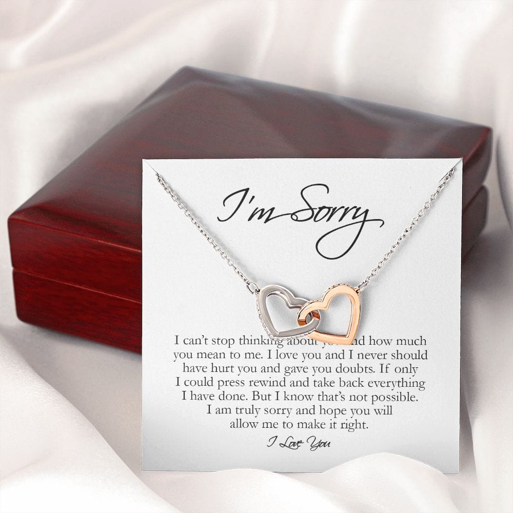 I'm Sorry Card, Interlocking Hearts Necklace