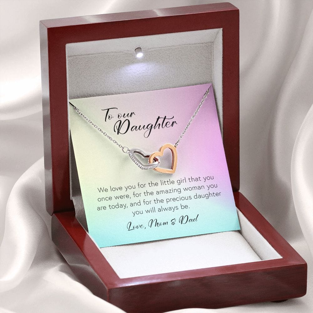 To My Daughter, Interlocking Hearts Necklace