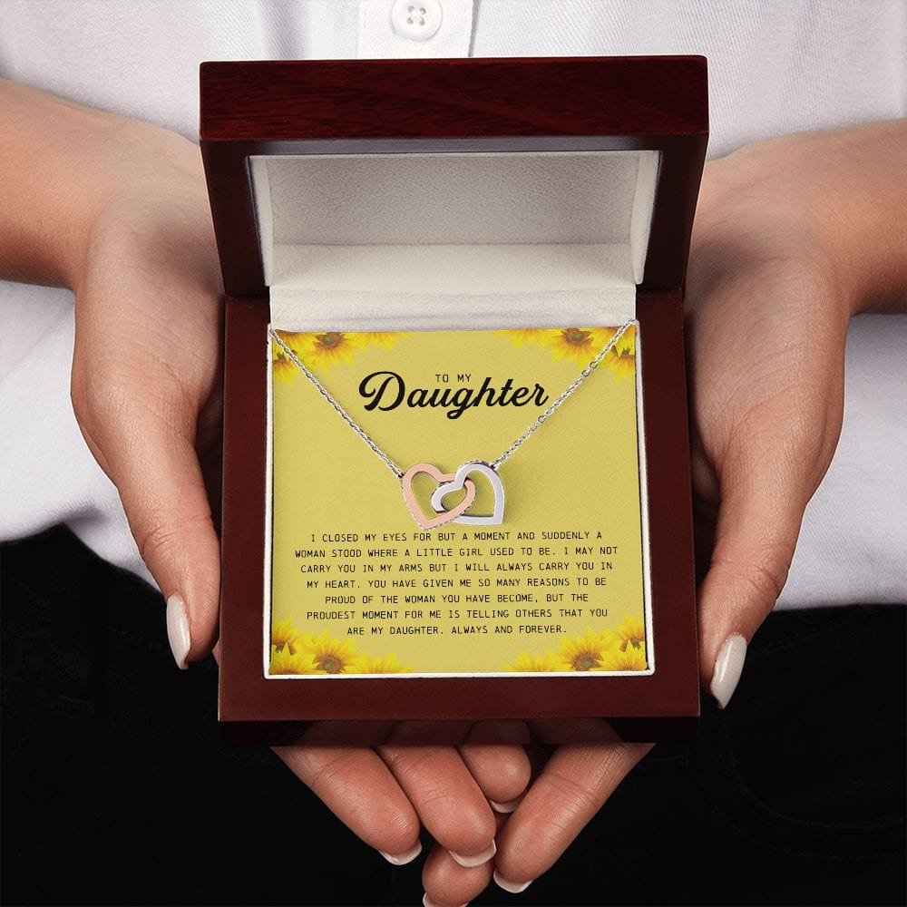 To My Daughter, Interlocking Hearts Necklace