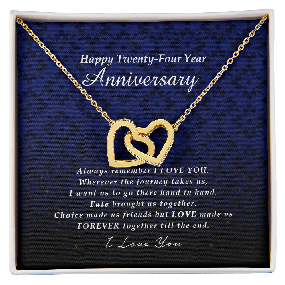 Interlocking Heart Necklace, 24 Year Anniversary Gift