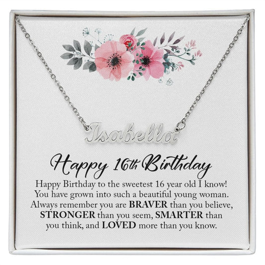 Happy 16th Birthday Gift, Custom Name Necklace, Personalized Jewelry for Her