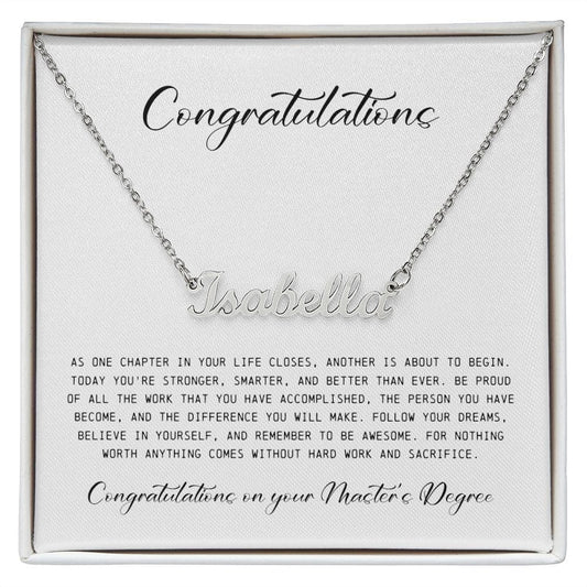 Congratulations on your Master's Degree, Custom Name Necklace, Personalized Jewelry for Her