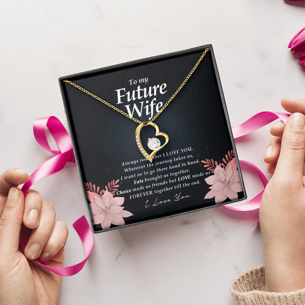 To My Future Wife, 18k Yellow Gold Finish, Forever Heart Necklace