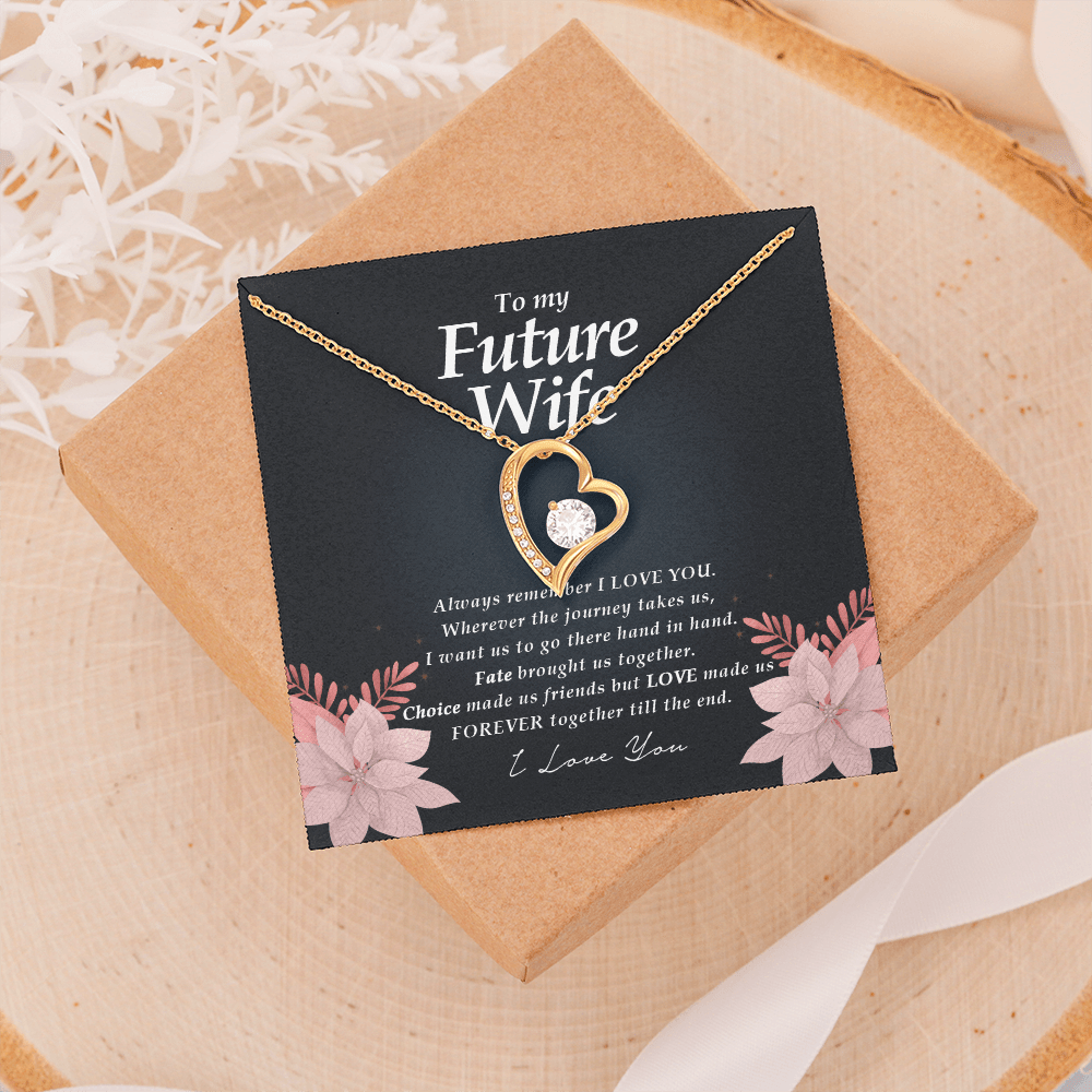 To My Future Wife, 18k Yellow Gold Finish, Forever Heart Necklace