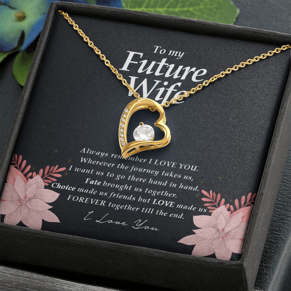 To My Future Wife, 18k Yellow Gold Finish, Forever Heart Necklace