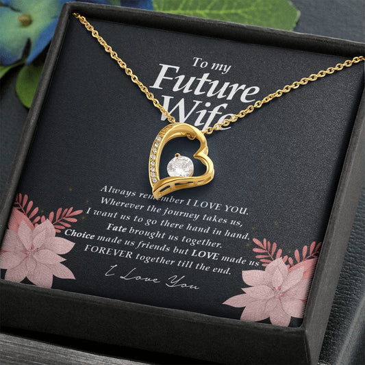 To My Future Wife, 18k Yellow Gold Finish, Forever Heart Necklace