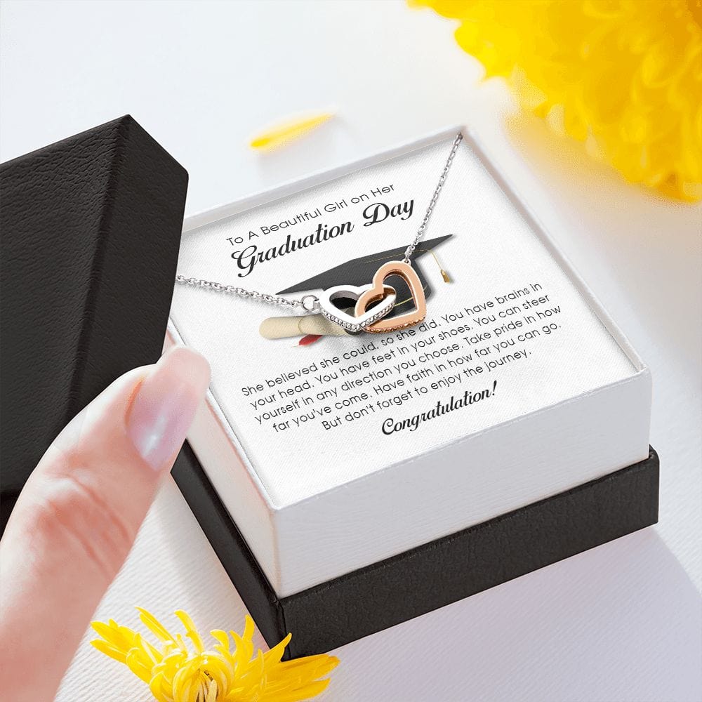 Graduation Gift, Interlocking Heart Necklace