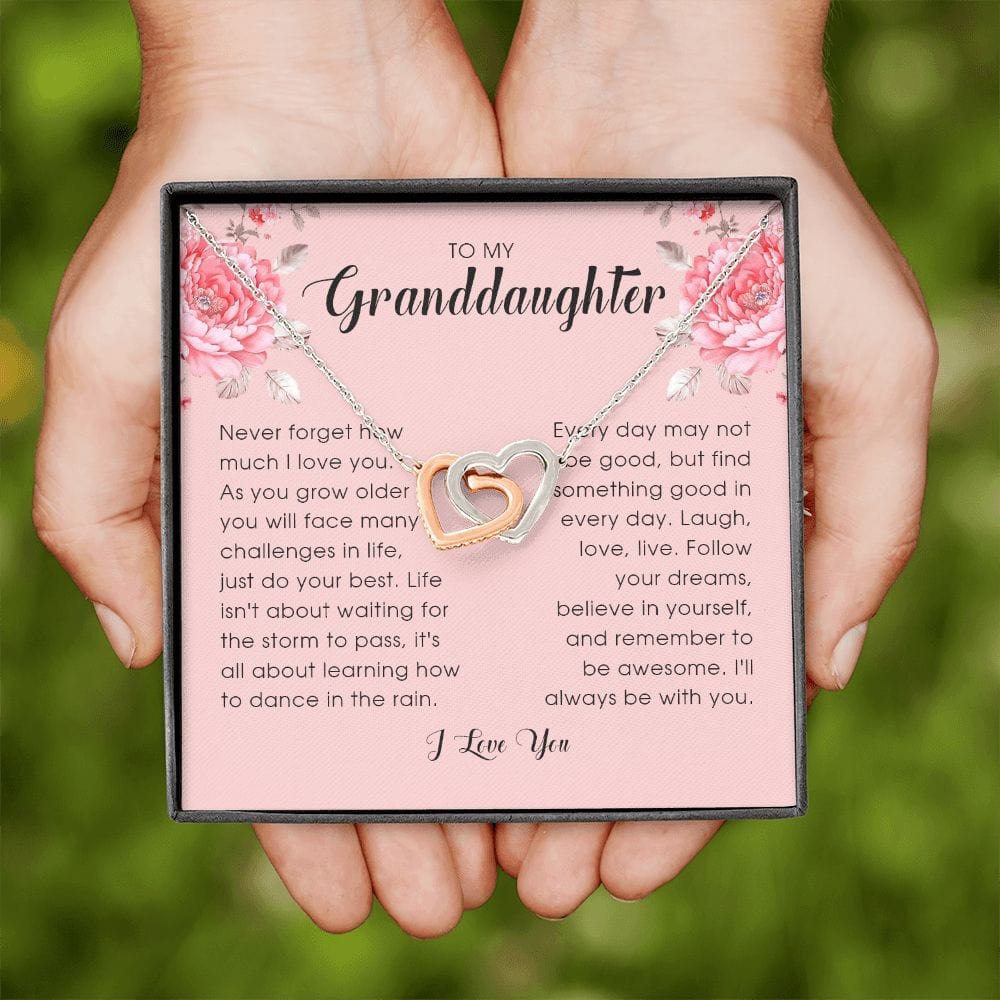 To My Granddaughter, Interlocking Heart Necklace