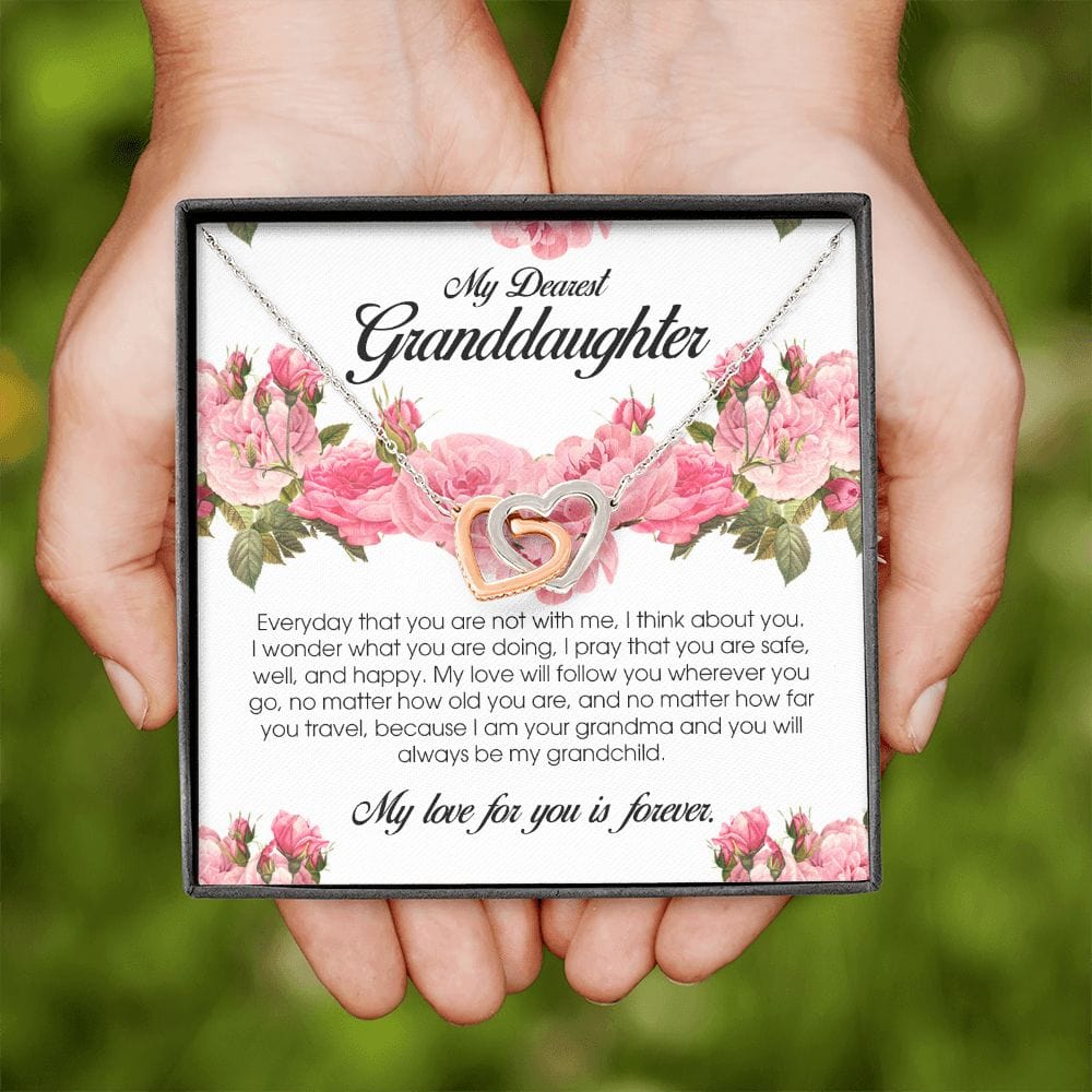 To My Dearest Granddaughter, Interlocking Heart Necklace