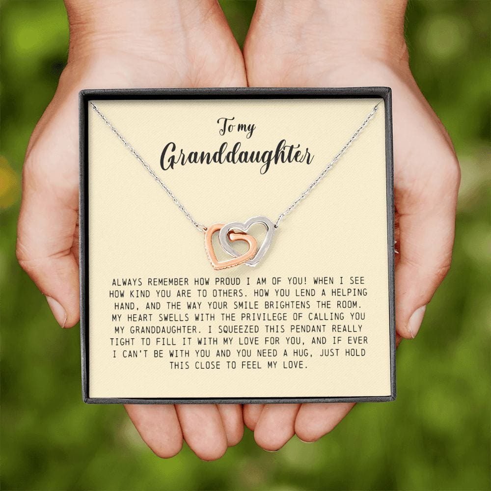 To My Granddaughter, Interlocking Heart Necklace