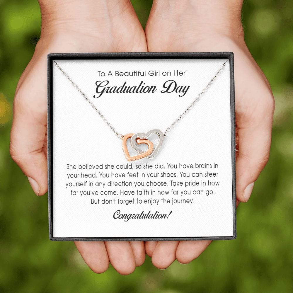 Graduation Gift, Interlocking Heart Necklace