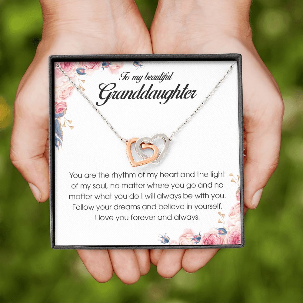 To My Beautiful Granddaughter, Interlocking Heart Necklace