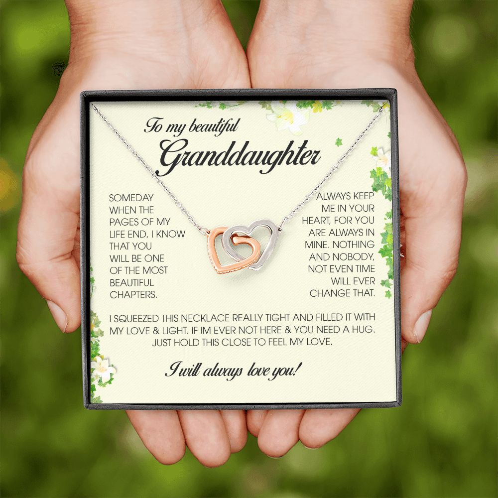 To My Beautiful Granddaughter, Interlocking Heart Necklace
