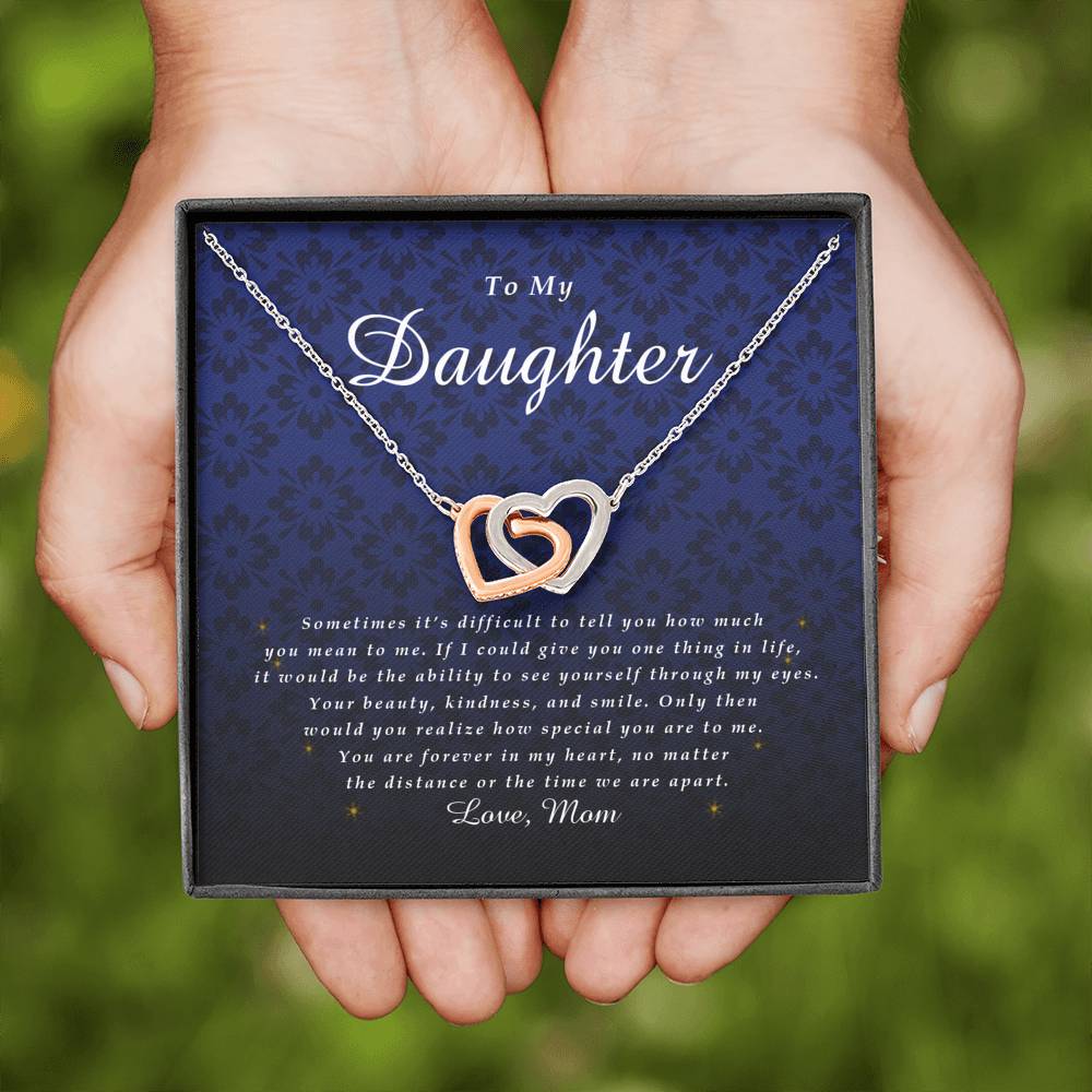 Interlocking Heart Necklace, Daughter Gift