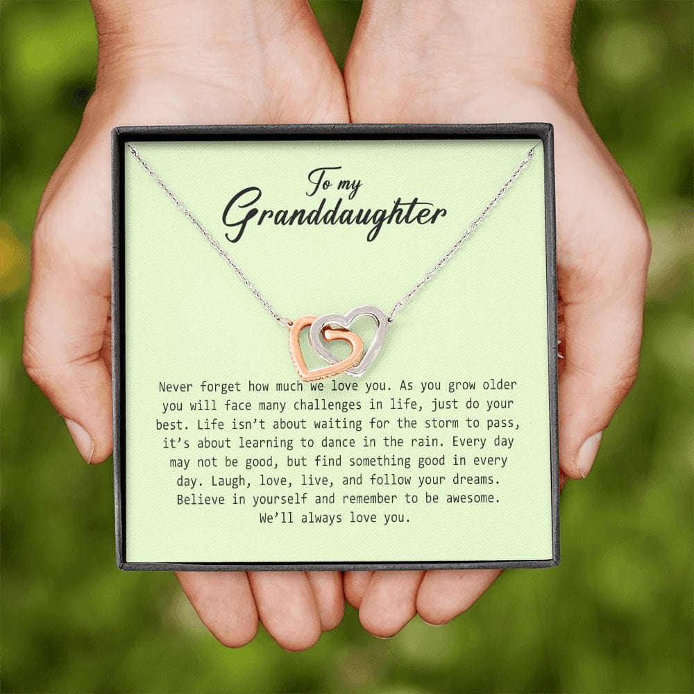 To My Granddaughter, Interlocking Heart Necklace