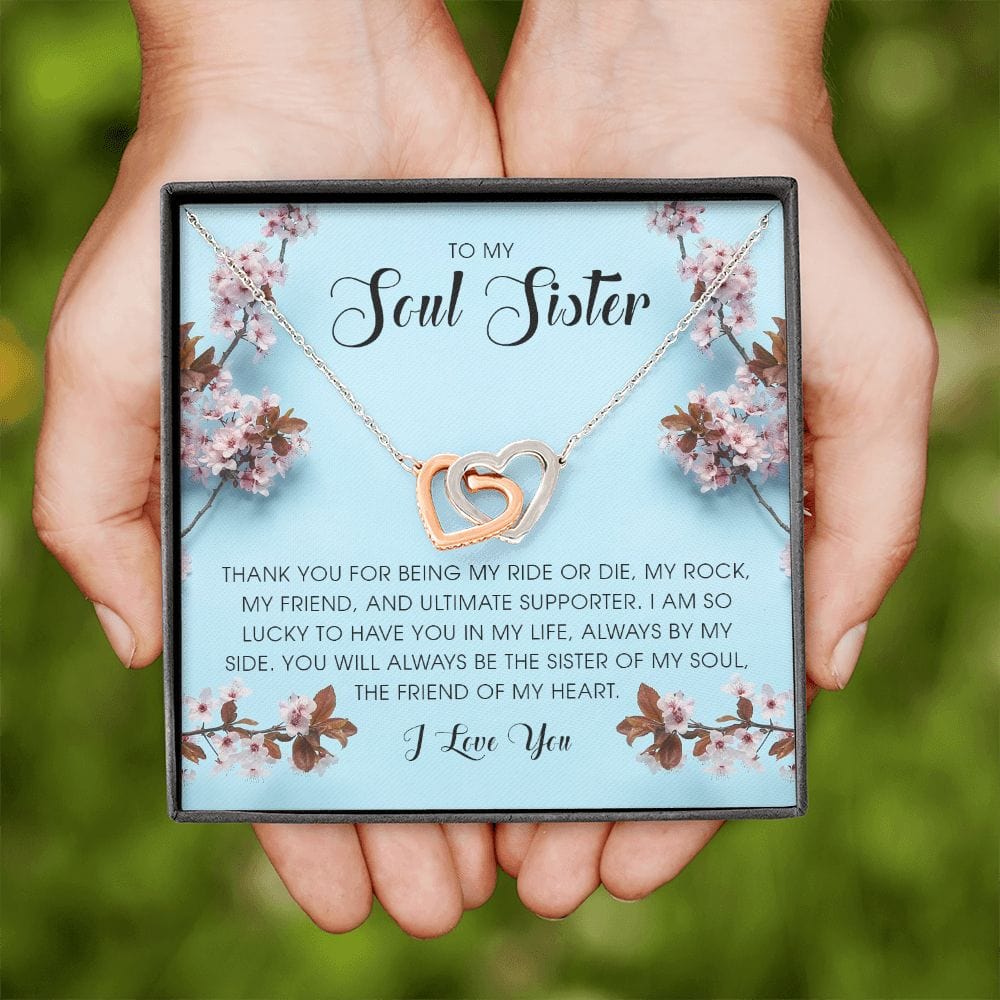To My Soul Sister, Interlocking Heart Necklace