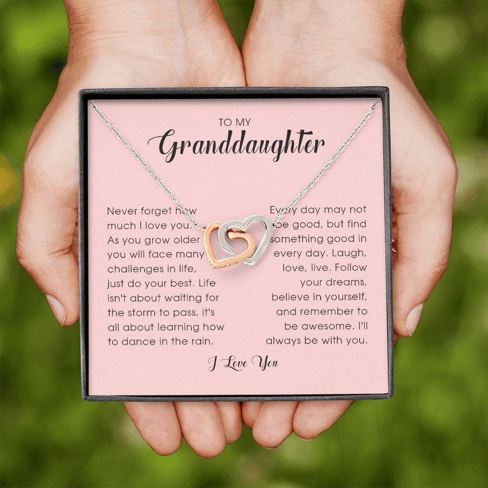 To My Granddaughter, Interlocking Heart Necklace
