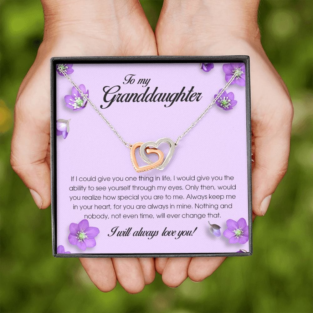 To My Granddaughter, Interlocking Heart Necklace