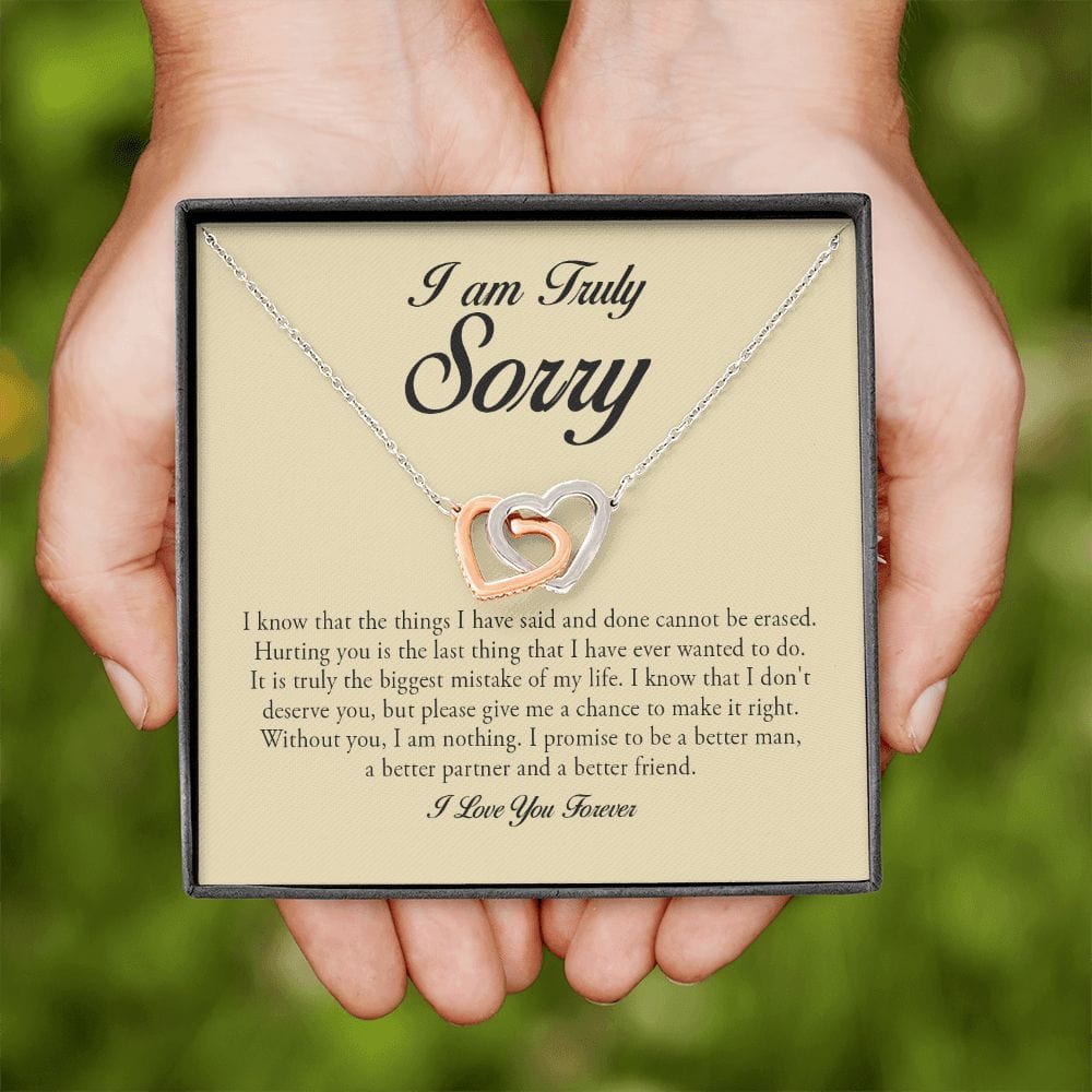 I am Truly Sorry, Interlocking Heart Necklace