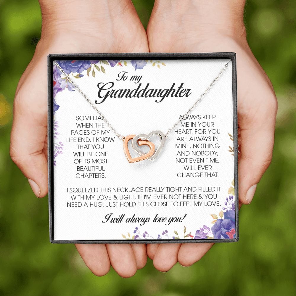To My Granddaughter, Interlocking Heart Necklace