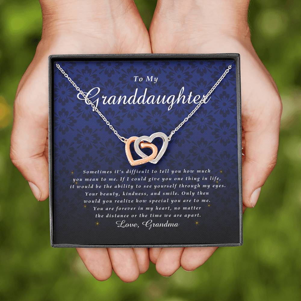 Interlocking Heart Necklace, Granddaughter Gift