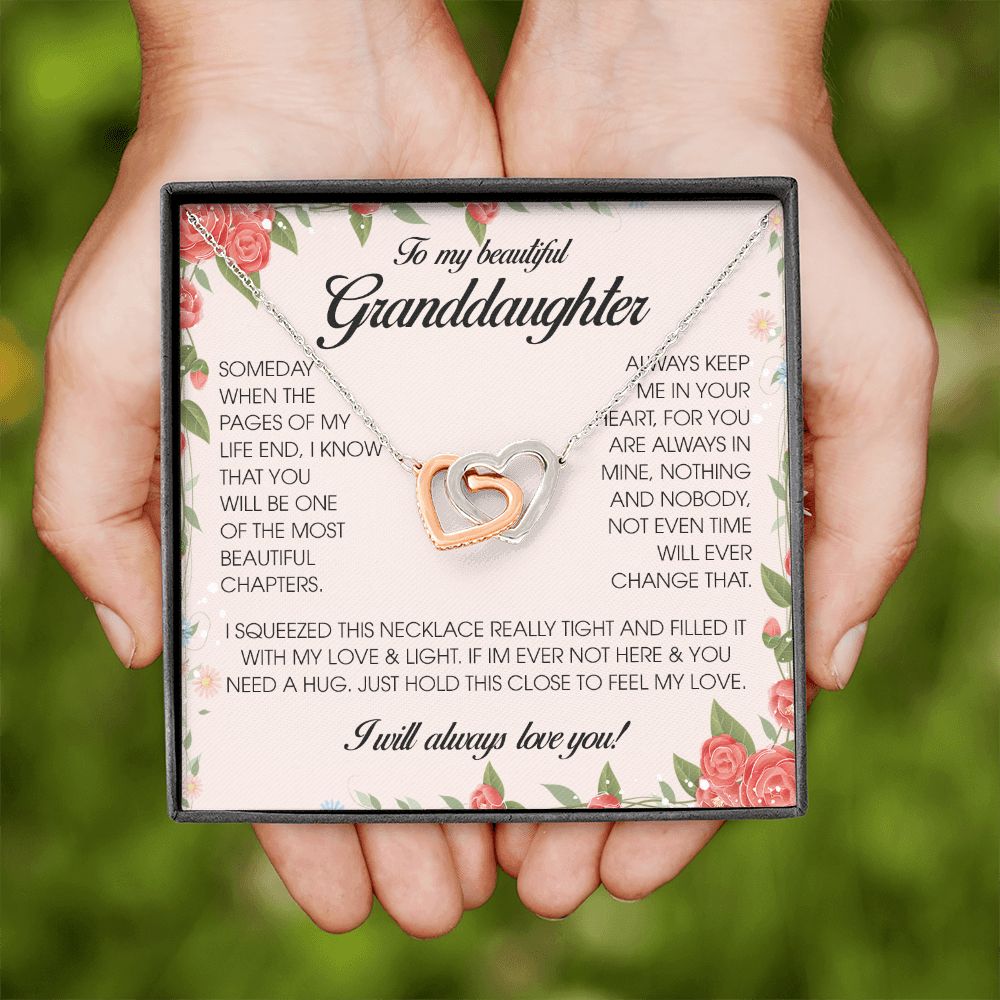To My Beautiful Granddaughter, Interlocking Heart Necklace