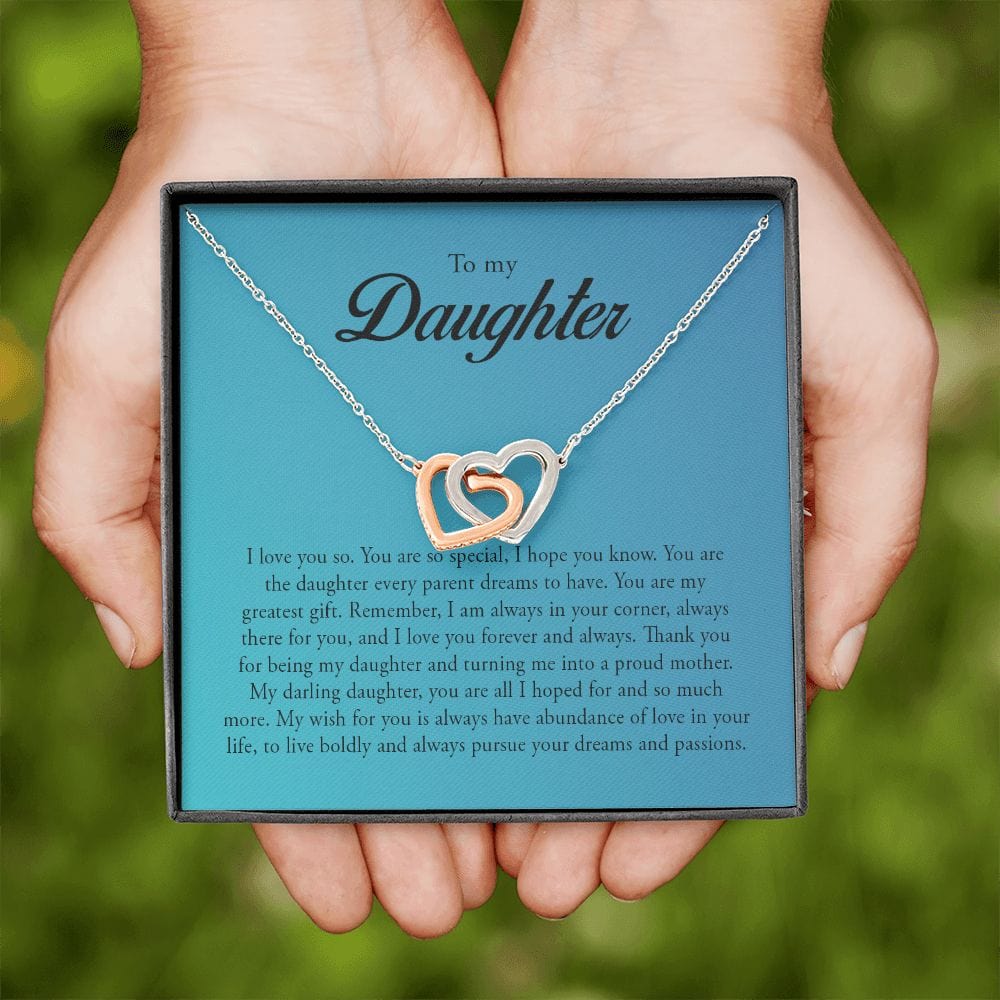 To My Daughter, Interlocking Heart Necklace