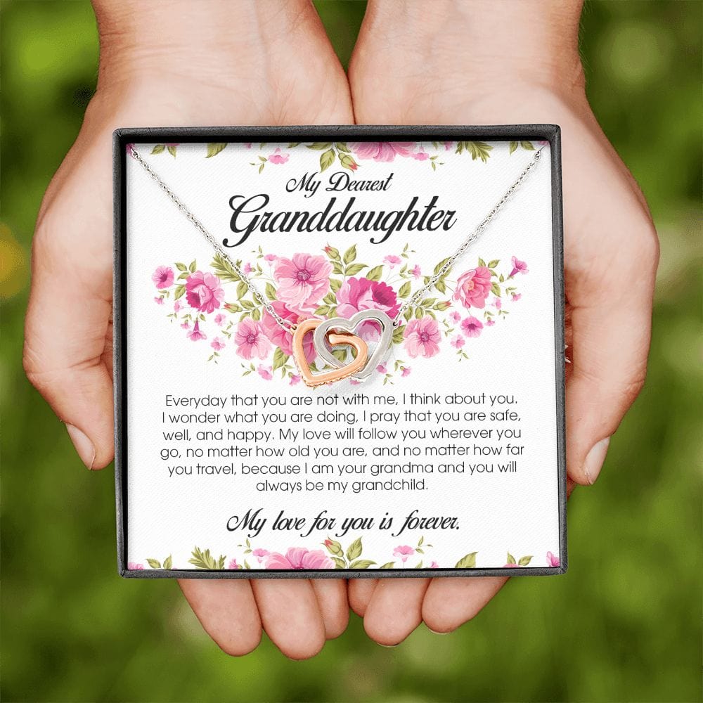 To My Dearest Granddaughter, Interlocking Heart Necklace