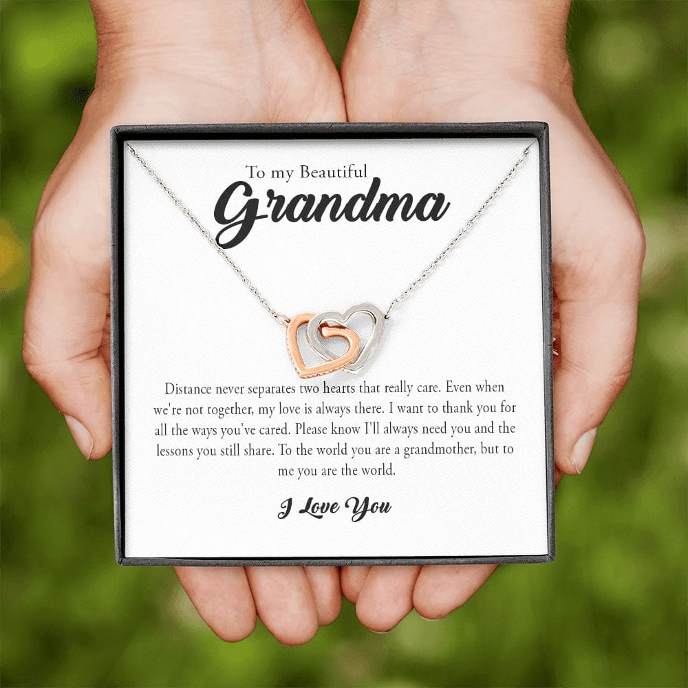 To My Beautiful Grandma, Interlocking Heart Necklace