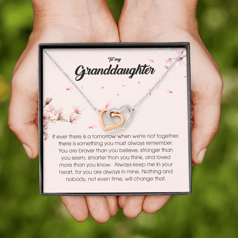 To My Granddaughter "Always Keep Me In Your Heart" Interlocking Heart Necklace