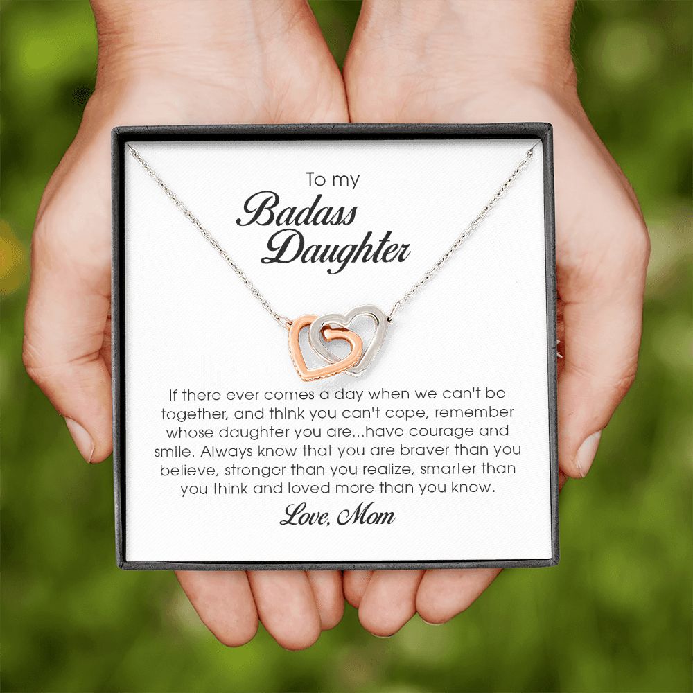 To My Badass Daughter, Interlocking Heart Necklace