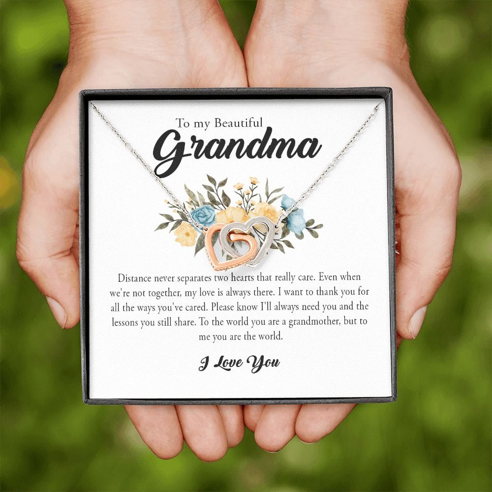 To My Beautiful Grandma, Interlocking Heart Necklace