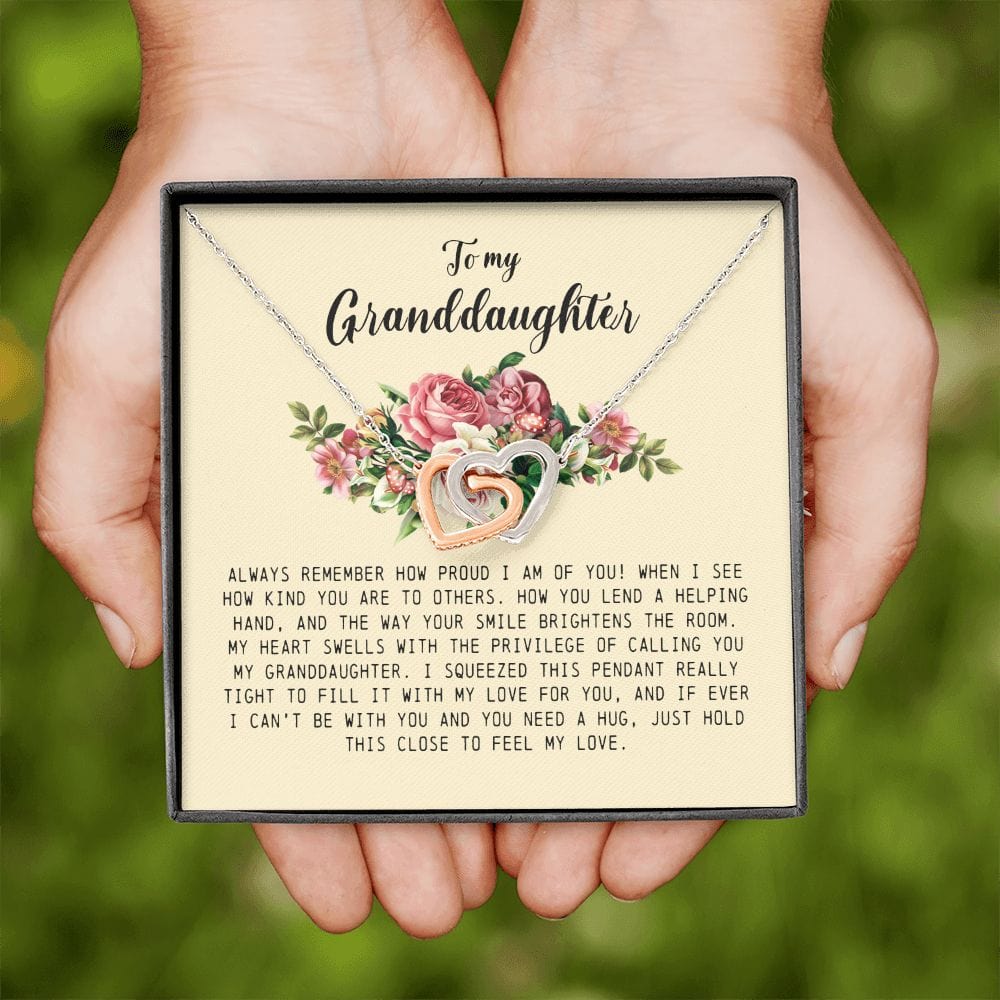 To My Granddaughter, Interlocking Heart Necklace