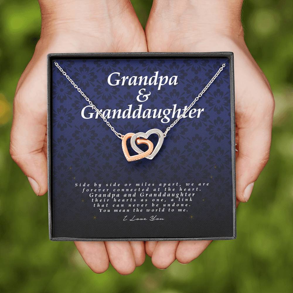Interlocking Heart Necklace, Grandpa and Granddaughter Gift