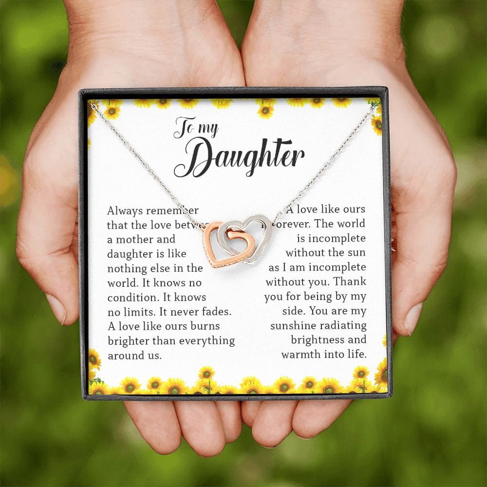 To My Daughter, Interlocking Heart Necklace