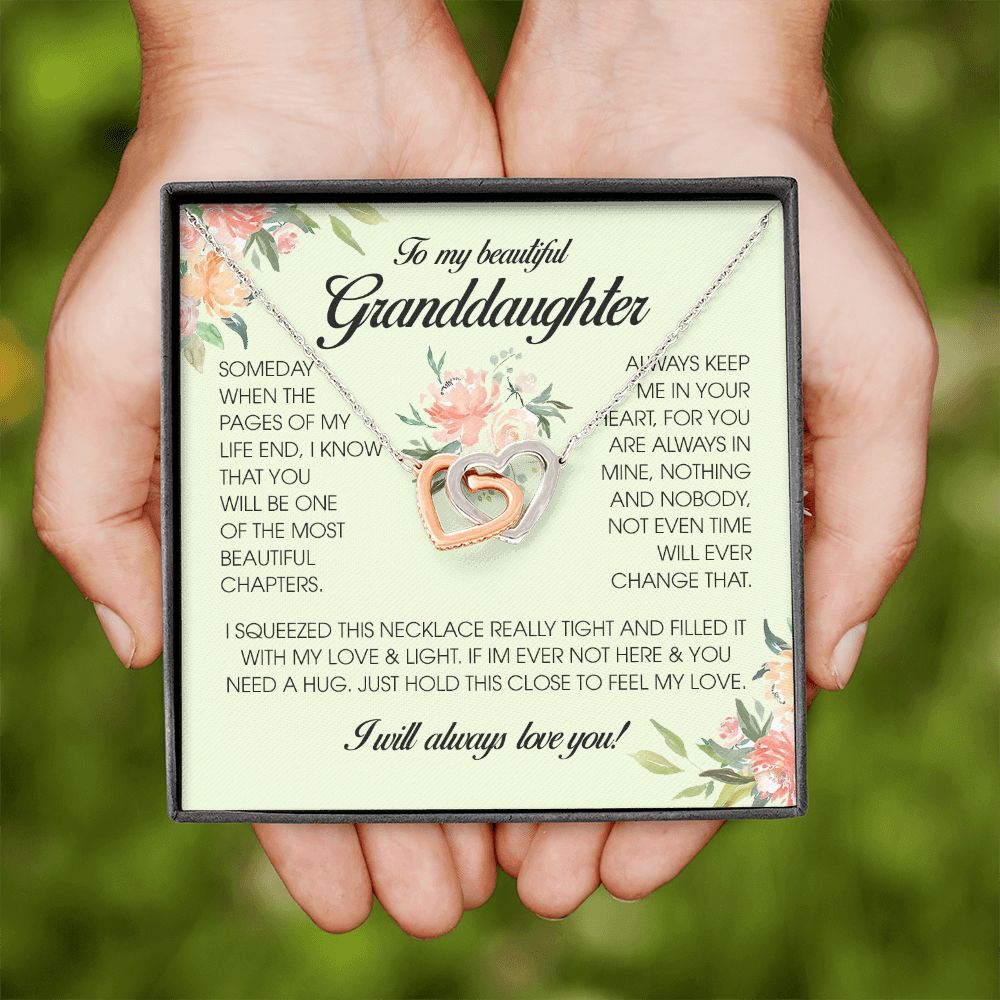 To My Beautiful Granddaughter, Interlocking Heart Necklace