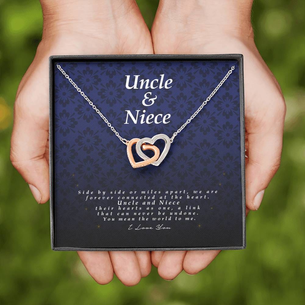 Interlocking Heart Necklace, Uncle and Niece Gift