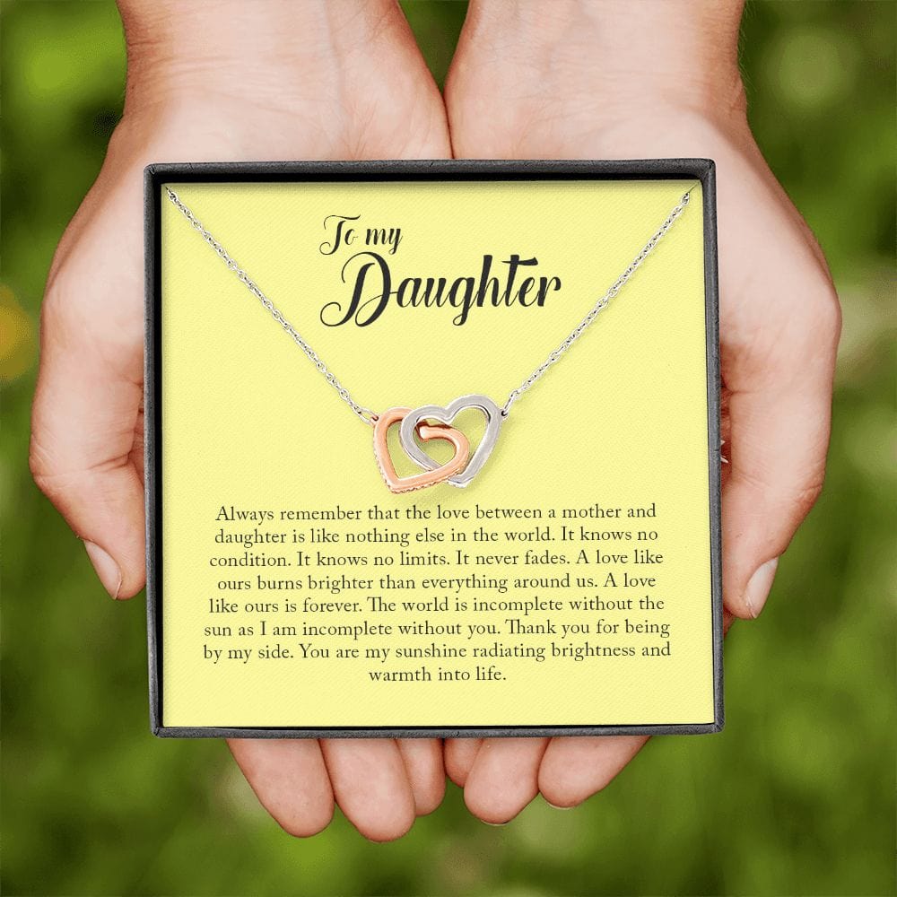 To My Daughter, Interlocking Heart Necklace