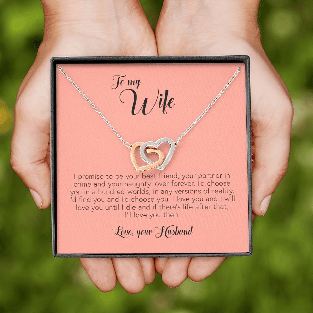 To My Wife, Interlocking Heart Necklace