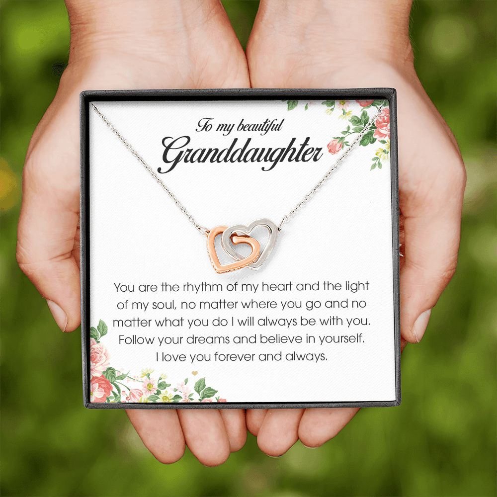 To My Beautiful Granddaughter, Interlocking Heart Necklace