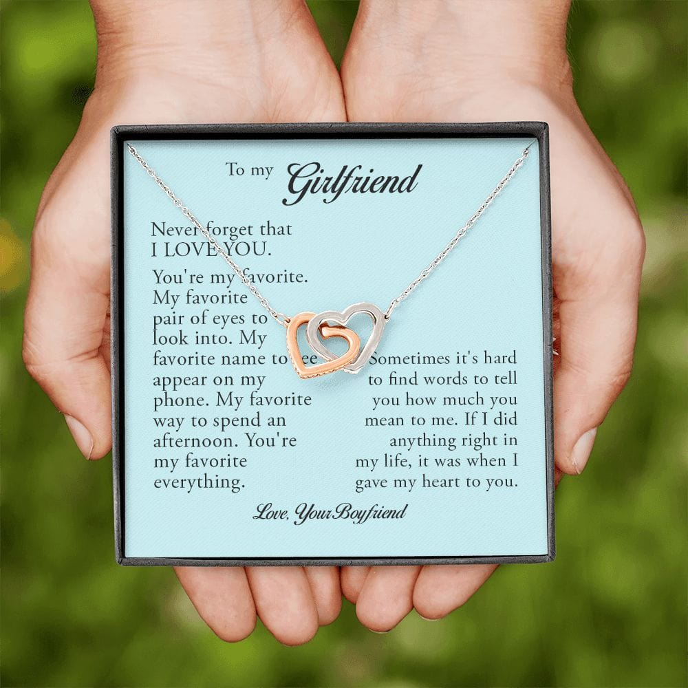 To My Girlfriend, Interlocking Heart Necklace