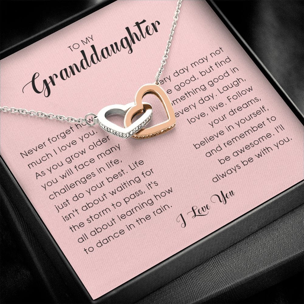 To My Granddaughter, Interlocking Heart Necklace