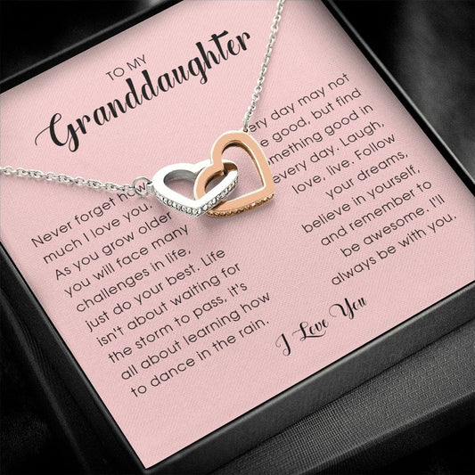 To My Granddaughter, Interlocking Heart Necklace