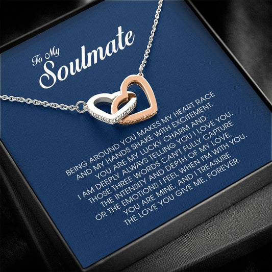 To My Soulmate, Interlocking Heart Necklace
