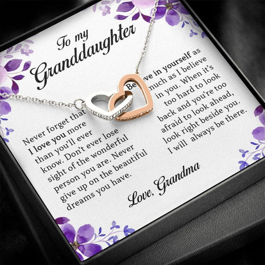 To My Granddaughter, Interlocking Heart Necklace