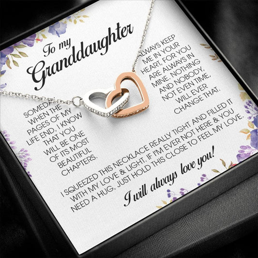 To My Granddaughter, Interlocking Heart Necklace