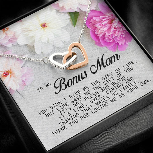 Bonus Mom Gift, Interlocking Heart Necklace