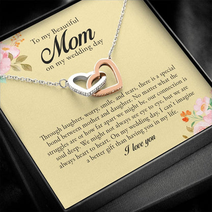 To My Beautiful Mom on My Wedding Day, Interlocking Heart Necklace